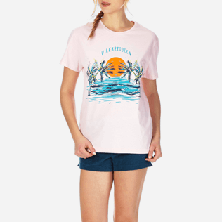 Femme Tee-Shirts Imprimé - T-shirt en Coton Femme Vilebrequeen, Pivoine supp1 Femme Tee-Shirts Imprimé - T-shirt en Coton Femme Vilebrequeen, Pivoine supp1