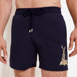 Men placed embroidery Swim Shorts The year of the Rabbit Navy details view 3
