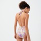 Damen Einteiler Bedruckt - Rainbow Flowers Badeanzug für Damen mit tiefem Rückenausschnitt, Cyclamen Details Ansicht 3