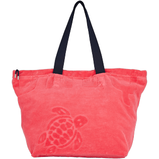 Autros Liso - Bolsa de playa grande de tejido terry con estampado jacquard liso, Hibisco front Autros Liso - Bolsa de playa grande de tejido terry con estampado jacquard liso, Hibisco front