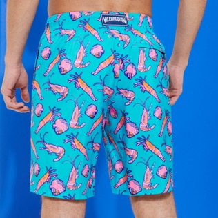 Men Short classic Printed - Men Long Ultra-light and packable Swimwear Crevettes et Poissons, Curacao back worn view