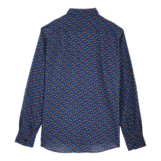Uomo Altri Stampato - Camicia estiva in voile di cotone Micro Ronde Des Tortues, Blu marine vista posteriore