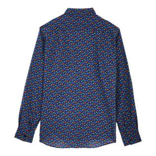 Imagen de Hombre Autros Estampado - Camisa de verano en gasa de algodón con estampado Micro Ronde Des Tortues unisex, Azul marino vista trasera Imagen de Hombre Autros Estampado - Camisa de verano en gasa de algodón con estampado Micro Ronde Des Tortues unisex, Azul marino vista trasera