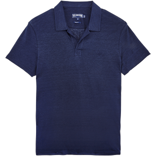 Men Others Solid - Men Linen Jersey Polo shirt Solid, Navy front Men Others Solid - Men Linen Jersey Polo shirt Solid, Navy front