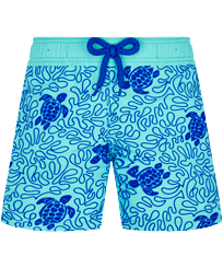 Boys Others Printed - Boys Swim Trunks Turtles Splash Flocked, Lazulii blue front view