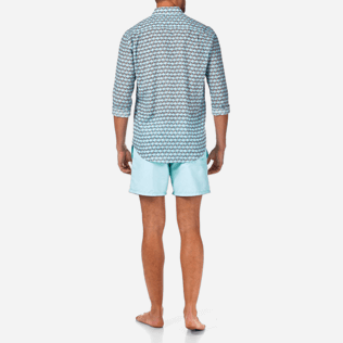 Chemises Imprimé - Chemise en voile de coton Fishes Cube, Azur backworn Chemises Imprimé - Chemise en voile de coton Fishes Cube, Azur backworn