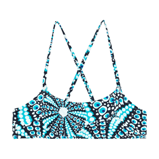 Niñas Autros Estampado - Top de bikini bandeau con estampado Oursinade para niña, Azul marino front Niñas Autros Estampado - Top de bikini bandeau con estampado Oursinade para niña, Azul marino front