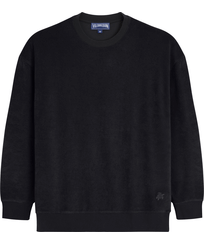 Solid Unisex-Sweatshirt aus Frottee Schwarz Vorderansicht