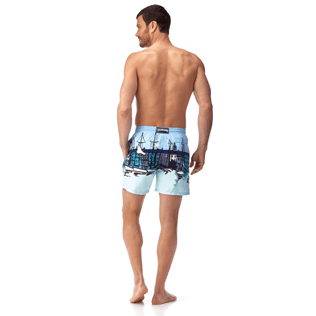 Hombre Corte Clásico Estampado - Bañador con estampado Le Port, Bleu givre backworn Hombre Corte Clásico Estampado - Bañador con estampado Le Port, Bleu givre backworn