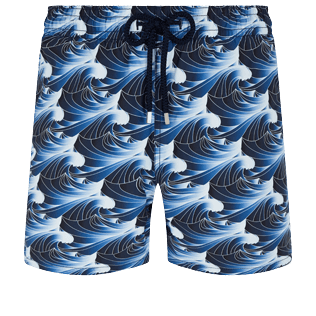 Uomo Classico Stampato - Costume da bagno uomo Waves, Blu marine vista frontale