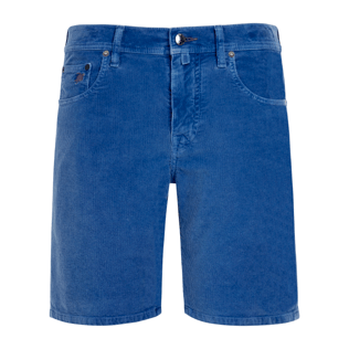 Men Others Solid - Men Velvet Fine-Ribbed Corduroy Bermuda, Sea blue front Men Others Solid - Men Velvet Fine-Ribbed Corduroy Bermuda, Sea blue front