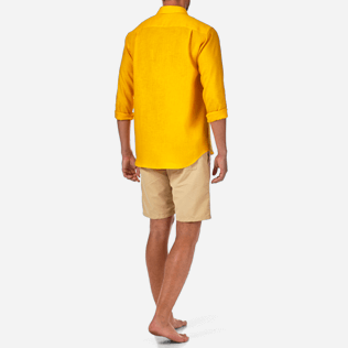 Men Others Solid - Men Linen Shirt Solid, Turmeric backworn Men Others Solid - Men Linen Shirt Solid, Turmeric backworn