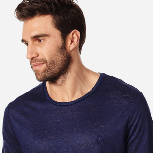 Men Others Solid - Men Linen Jersey T-Shirt Solid, Navy supp1 Men Others Solid - Men Linen Jersey T-Shirt Solid, Navy supp1