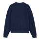 Men Others Solid - Unisex Terry Jacquard Crew Neck Sweater, Navy back view
