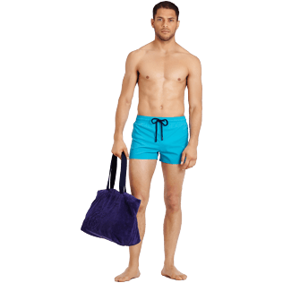 Uomo Classico corto Unita - Costume da bagno corto uomo stretch e aderente a tinta unita, Blu curacao supp2 Uomo Classico corto Unita - Costume da bagno corto uomo stretch e aderente a tinta unita, Blu curacao supp2