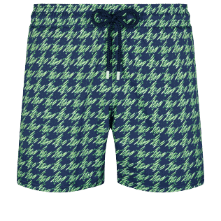 Men Stretch Swim Shorts Fish Foot Navy front view