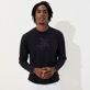 Men Others Embroidered - Men Embroidered Turtle Cotton T-Shirt Solid, Navy front worn view