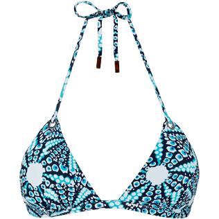 Damen Triangel Bedruckt - Oursinade Triangel-Bikinioberteil für Damen, Marineblau front Damen Triangel Bedruckt - Oursinade Triangel-Bikinioberteil für Damen, Marineblau front
