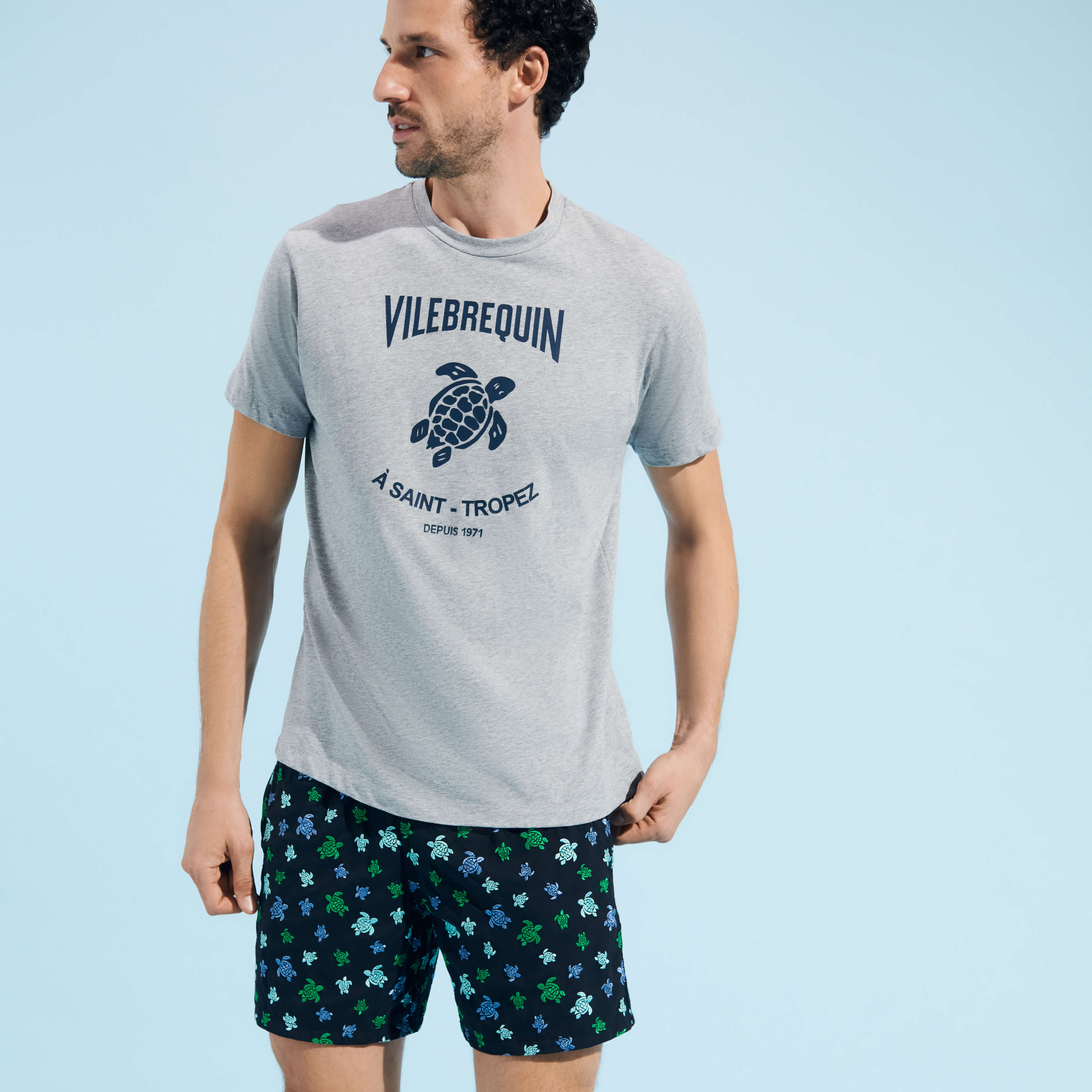 Men Cotton T shirt Turtles Leopard Vilebrequin Men T Shirts