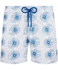 Men Embroidered Swim Shorts Hypno Shell - Limited Edition Glacier front view