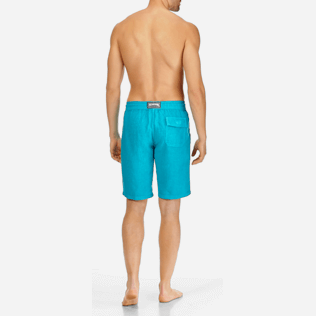 Men Others Solid - Men Italian Pockets Linen Bermuda Shorts Solid, Curacao backworn Men Others Solid - Men Italian Pockets Linen Bermuda Shorts Solid, Curacao backworn