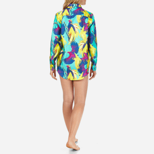 Mujer Camisetas Estampado - Camisa en sarga de seda con estampado Birds of Paradise para mujer, Veronese green backworn Mujer Camisetas Estampado - Camisa en sarga de seda con estampado Birds of Paradise para mujer, Veronese green backworn