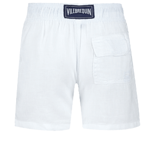 Garçons AUTRES Uni - Bermuda garçon en Lin uni, Blanc back Garçons AUTRES Uni - Bermuda garçon en Lin uni, Blanc back