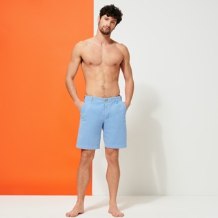 Men Others Solid - Men Cotton Bermuda Shorts Solid, Pastel front worn view