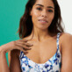 Damen Einteiler Bedruckt - Cherry Blossom Badeanzug mit V-Ausschnitt für Damen, Sea blue Details Ansicht 1