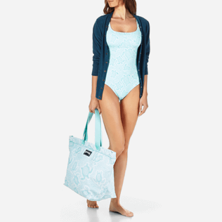 Women One Piece Printed - Women Round neckline One Piece Swimsuit Hypnotic Turtles, Lagoon supp3 Women One Piece Printed - Women Round neckline One Piece Swimsuit Hypnotic Turtles, Lagoon supp3