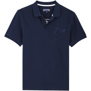 Hombre Autros Bordado - Polo en piqué de algodón de color liso para hombre, Azul marino front Hombre Autros Bordado - Polo en piqué de algodón de color liso para hombre, Azul marino front