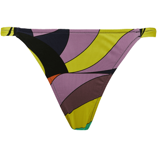 Damen 020 Bedruckt - 1984 Invisible Fish Tanga-Bikinihose für Damen, Schwarz Vorderansicht