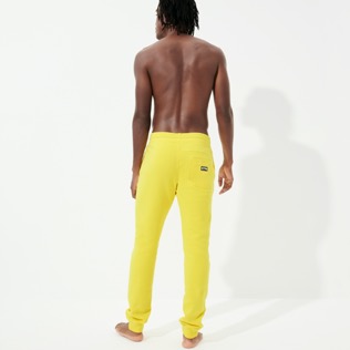 Hombre Autros Liso - Pantalones de chándal en algodón de color liso para hombre, Limon vista trasera desgastada