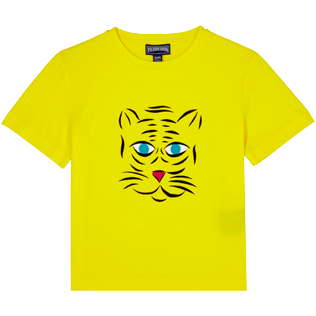 foto di Bambino Altri Stampato - T-shirt bambino in cotone floccato Bengale Tigers, Safran vista frontale foto di Bambino Altri Stampato - T-shirt bambino in cotone floccato Bengale Tigers, Safran vista frontale