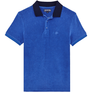 Men Others Solid - Men Terry Cloth Polo Shirt Solid Contrasted, Sea blue front Men Others Solid - Men Terry Cloth Polo Shirt Solid Contrasted, Sea blue front