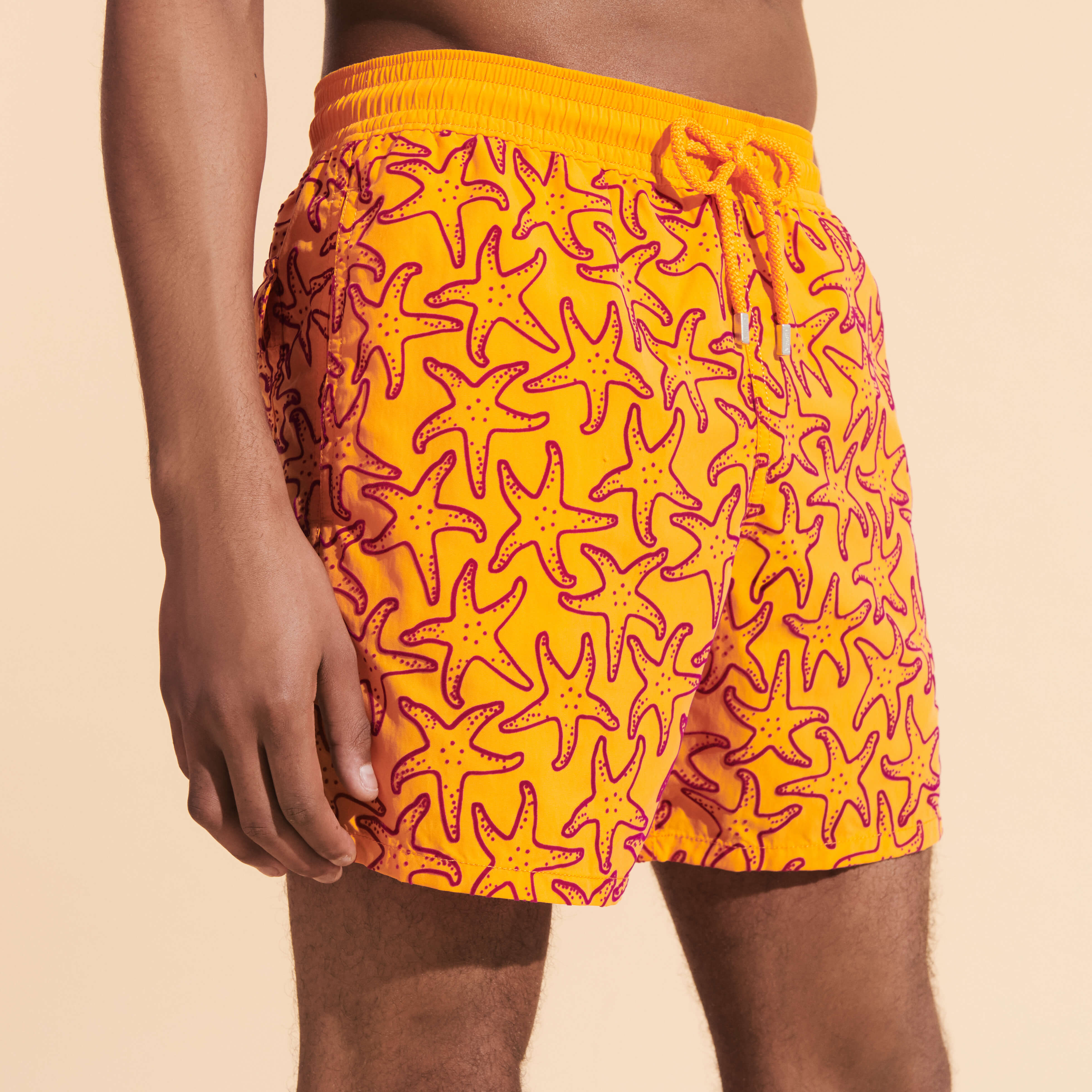 Vilebrequin Men's Swim Trunks Flocked Starlettes - Orange