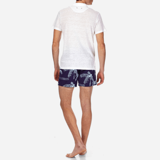 Hombre Autros Liso - Polo en punto de lino liso para hombre, Blanco backworn Hombre Autros Liso - Polo en punto de lino liso para hombre, Blanco backworn