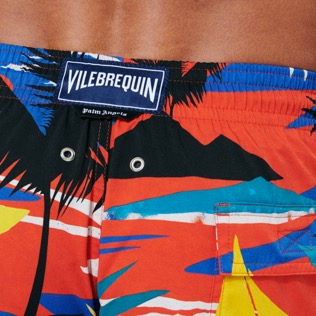 Men Others Printed - Men Stretch Swim Trunks Hawaiian Stretch - Vilebrequin x Palm Angels, Red details view 3