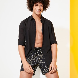 Picture of Men Classic Embroidered - Men Swim Trunks Embroidered Cherry Blossom - Limited Edition, Black details view 3 Picture of Men Classic Embroidered - Men Swim Trunks Embroidered Cherry Blossom - Limited Edition, Black details view 3