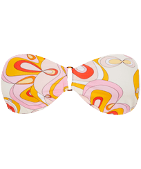 Mujer Bandeau Estampado - Top de bikini de corte bandeau con estampado Kaleidoscope para mujer, Camellia vista frontal