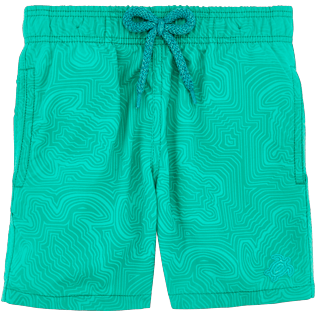 Boys Classic / Moorea Printed - Boys Water-Reactive Swimtrunks Hypnotic Turtles, Veronese green frontworn Boys Classic / Moorea Printed - Boys Water-Reactive Swimtrunks Hypnotic Turtles, Veronese green frontworn