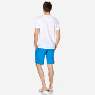 Men Others Solid - Men Linen Jersey T-Shirt Solid, White backworn Men Others Solid - Men Linen Jersey T-Shirt Solid, White backworn