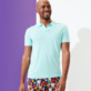 Picture of Men Others Solid - Men Tencel Polo Shirt Solid, Lagoon front worn view Picture of Men Others Solid - Men Tencel Polo Shirt Solid, Lagoon front worn view