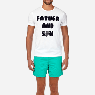 Herren T-Shirts Bedruckt - Vater und Sohn T-Shirt mit Rundhalsausschnitt, Weiss supp1 Herren T-Shirts Bedruckt - Vater und Sohn T-Shirt mit Rundhalsausschnitt, Weiss supp1