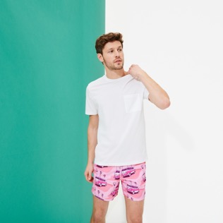 Picture of Men Classic Printed - Men Swimwear 1992 On The Road, Pink litchi details view 2 Picture of Men Classic Printed - Men Swimwear 1992 On The Road, Pink litchi details view 2