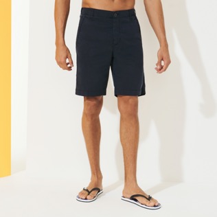 Hombre Autros Liso - Bermudas ultraligeras tipo pantalones chinos para hombre, Azul marino detalles vista 1