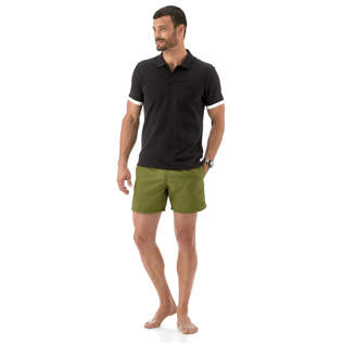 Men Polos Solid - Cotton pique polo, Black frontworn Men Polos Solid - Cotton pique polo, Black frontworn