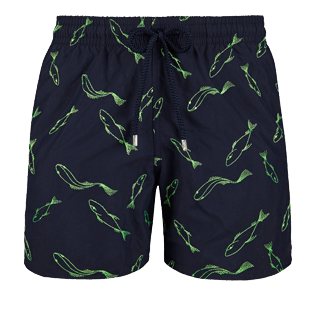 Men Embroidered Embroidered - Men Swimtrunks Embroidered Fish Dance - Limited Edition, Navy front Men Embroidered Embroidered - Men Swimtrunks Embroidered Fish Dance - Limited Edition, Navy front