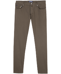 Men 5-Pockets Pants Solid Brown front view