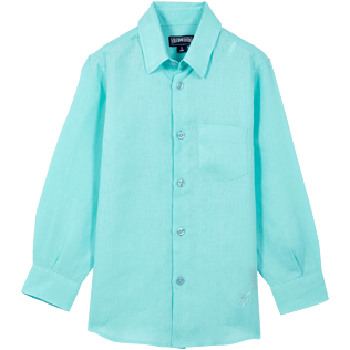 Niños Autros Liso - Camisa de lino de color liso para niño, Laguna front Niños Autros Liso - Camisa de lino de color liso para niño, Laguna front